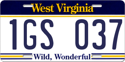 WV license plate 1GS037