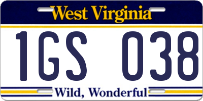 WV license plate 1GS038