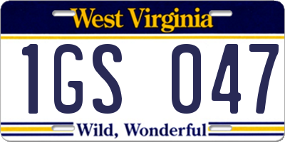WV license plate 1GS047