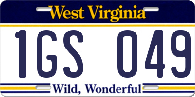 WV license plate 1GS049
