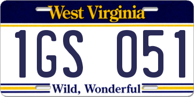 WV license plate 1GS051