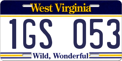 WV license plate 1GS053