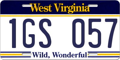 WV license plate 1GS057