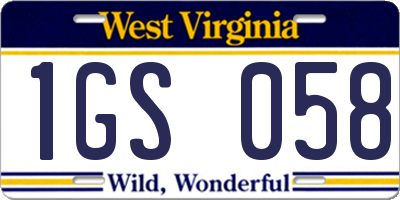 WV license plate 1GS058