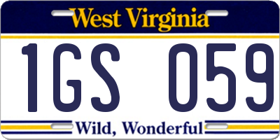 WV license plate 1GS059