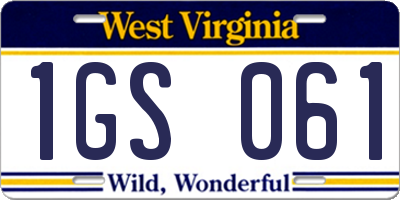 WV license plate 1GS061