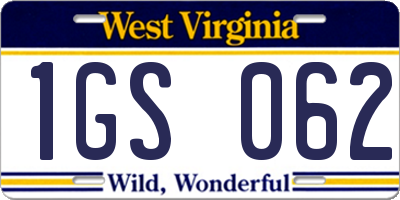 WV license plate 1GS062