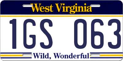 WV license plate 1GS063