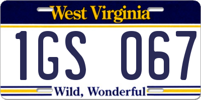 WV license plate 1GS067