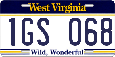 WV license plate 1GS068