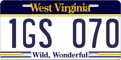 WV license plate 1GS070