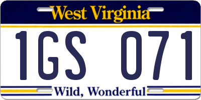 WV license plate 1GS071