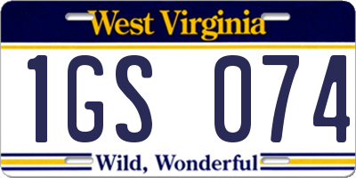 WV license plate 1GS074