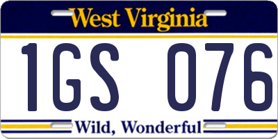 WV license plate 1GS076