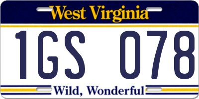 WV license plate 1GS078