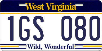 WV license plate 1GS080