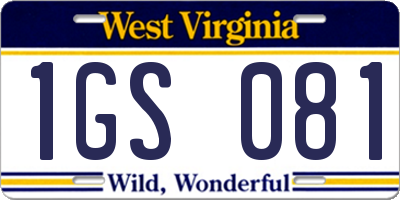 WV license plate 1GS081