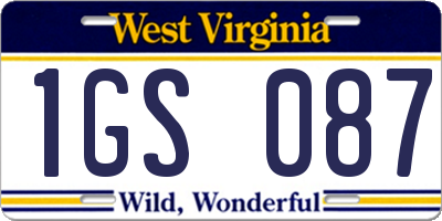 WV license plate 1GS087