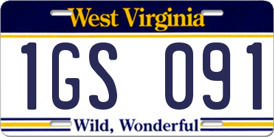 WV license plate 1GS091