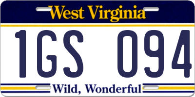 WV license plate 1GS094