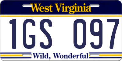 WV license plate 1GS097