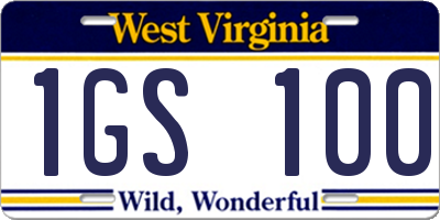 WV license plate 1GS100