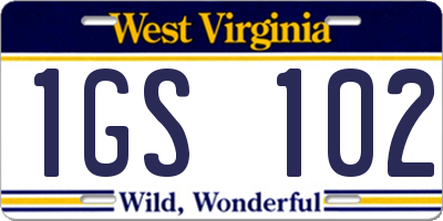 WV license plate 1GS102