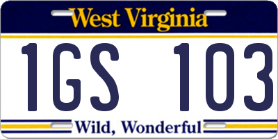 WV license plate 1GS103