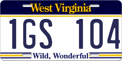 WV license plate 1GS104