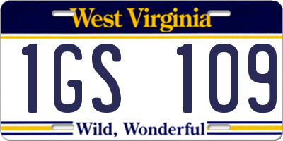WV license plate 1GS109