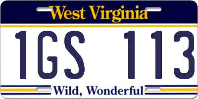 WV license plate 1GS113