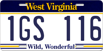 WV license plate 1GS116
