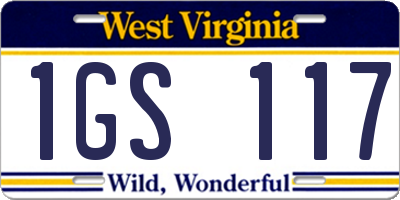 WV license plate 1GS117