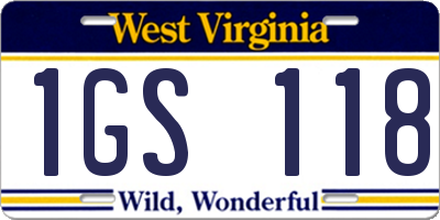 WV license plate 1GS118