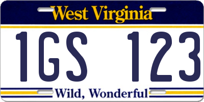 WV license plate 1GS123