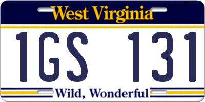 WV license plate 1GS131