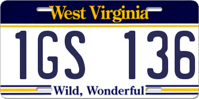 WV license plate 1GS136