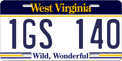 WV license plate 1GS140
