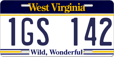 WV license plate 1GS142