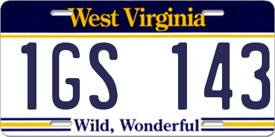 WV license plate 1GS143