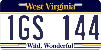 WV license plate 1GS144