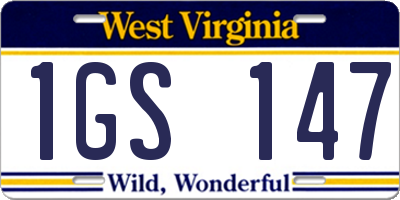 WV license plate 1GS147