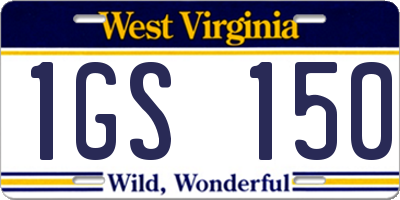 WV license plate 1GS150