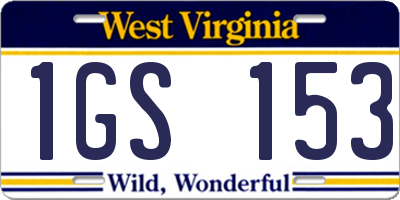 WV license plate 1GS153