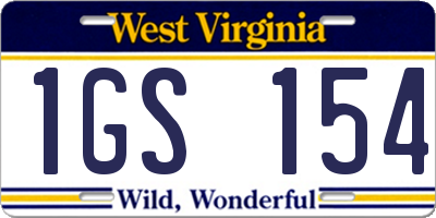 WV license plate 1GS154