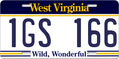 WV license plate 1GS166