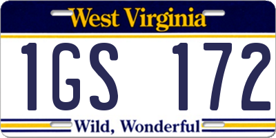 WV license plate 1GS172