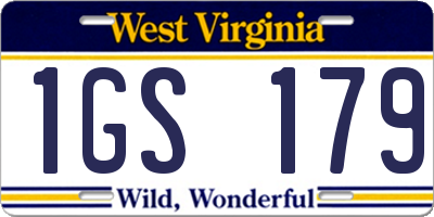 WV license plate 1GS179