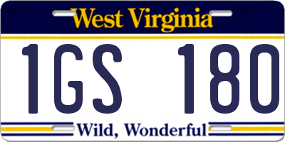 WV license plate 1GS180