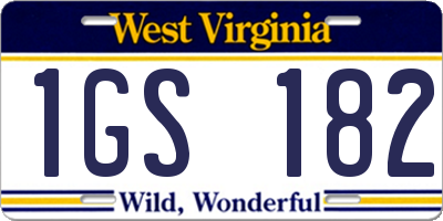 WV license plate 1GS182